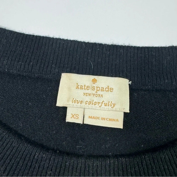Kate Spade Wool Blend Crewneck Sweater Black - Picture 3 of 6